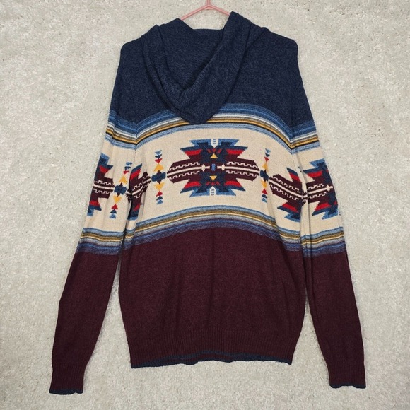 American Eagle Men Hoodie Sweater Medium Pullover Long Sleeve Aztec Southwest - Picture 7 of 11